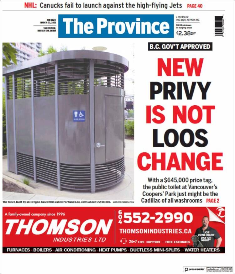 Portada de The Province (Canadá)