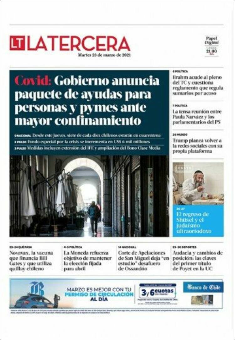 Portada de La Tercera (Chile)