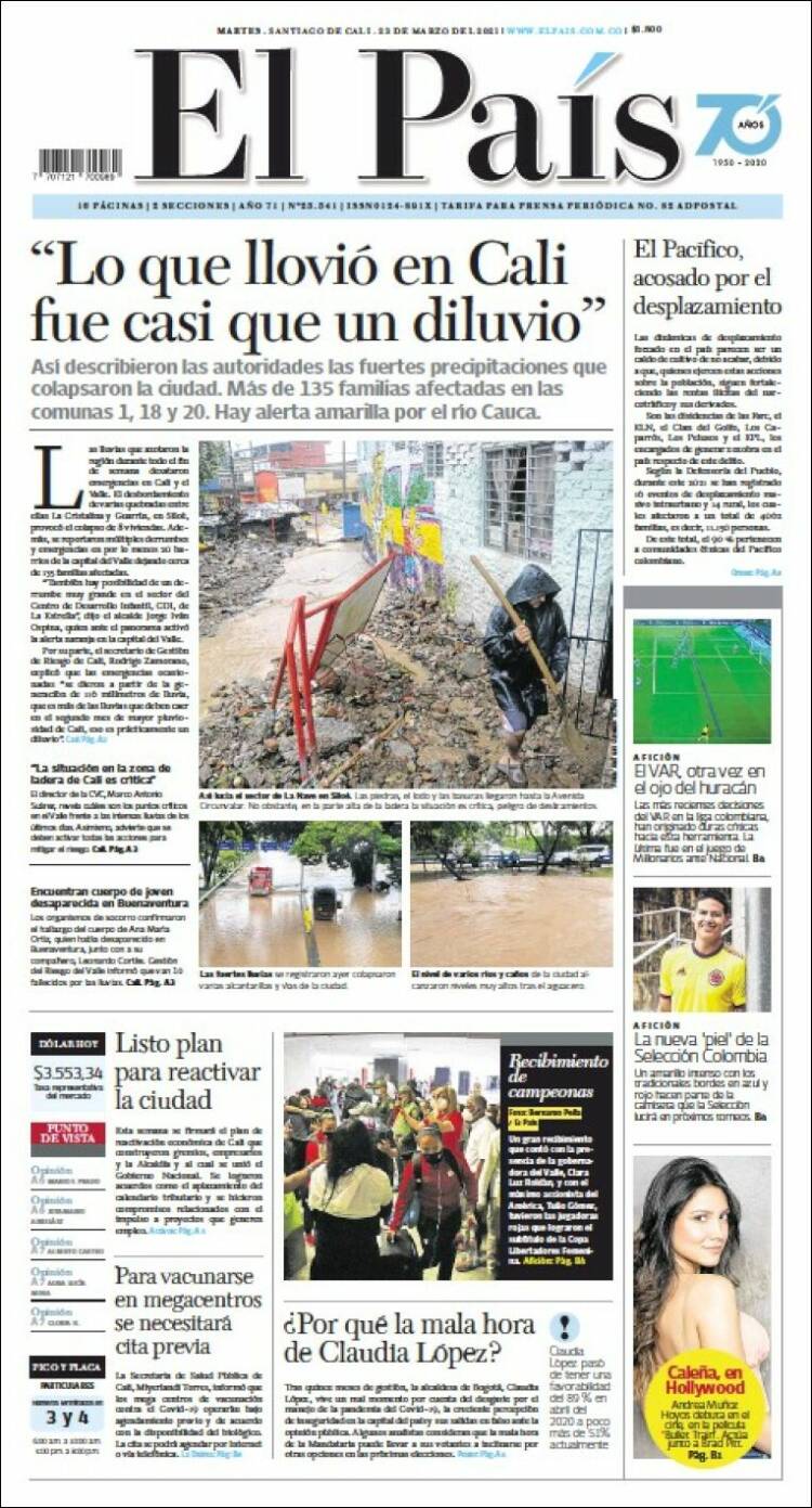Portada de El País - Cali (Colombia)