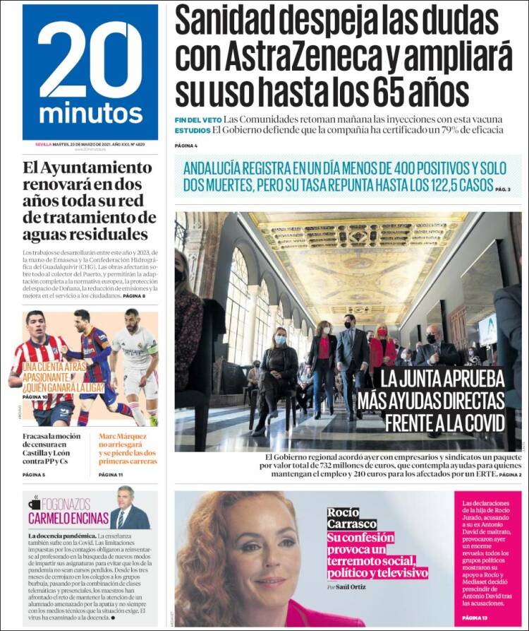 Portada de 20 Minutos - Sevilla (Espa&ntilde;a)