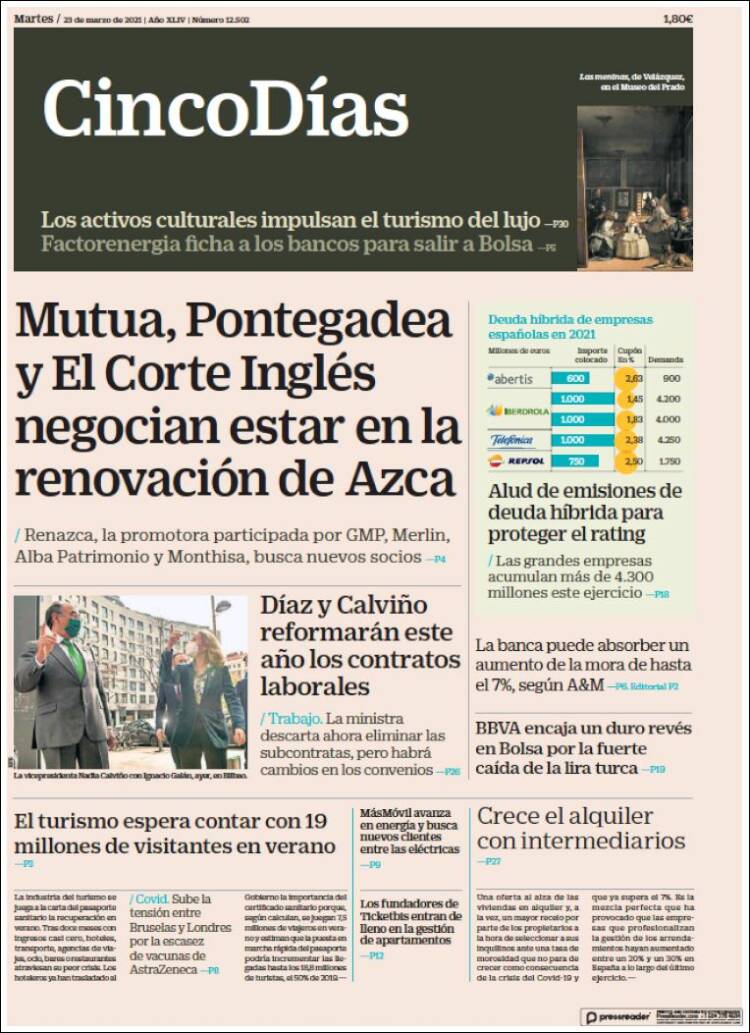Portada de Cinco Días (Espa&ntilde;a)