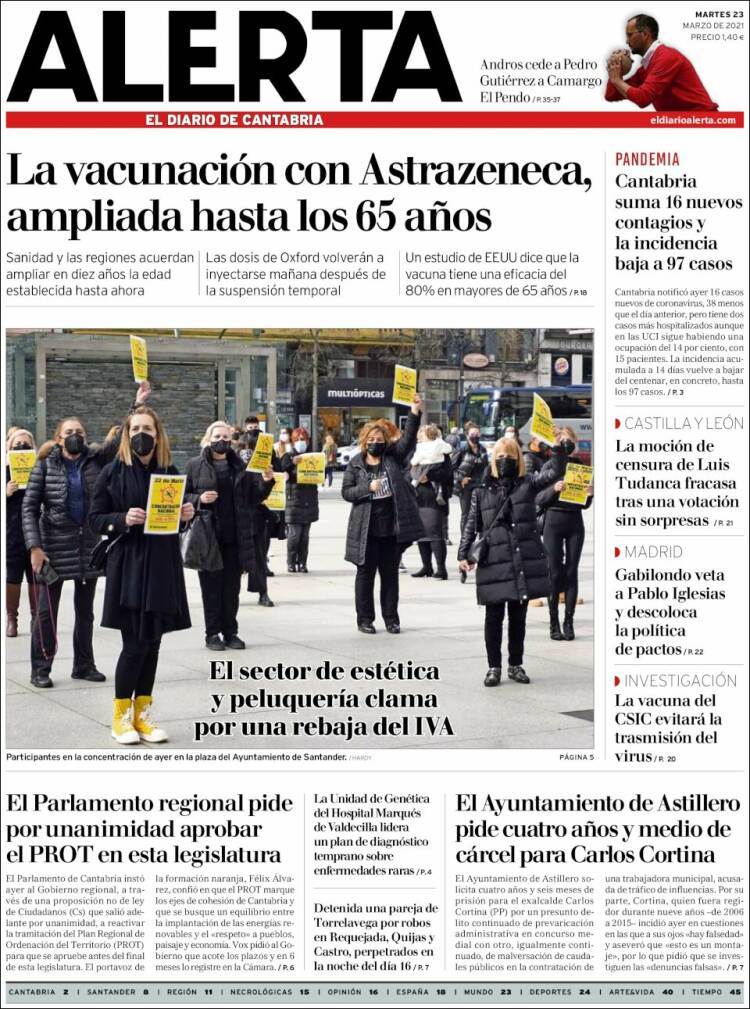 Portada de Alerta - El Diario de Cantabria (Espa&ntilde;a)