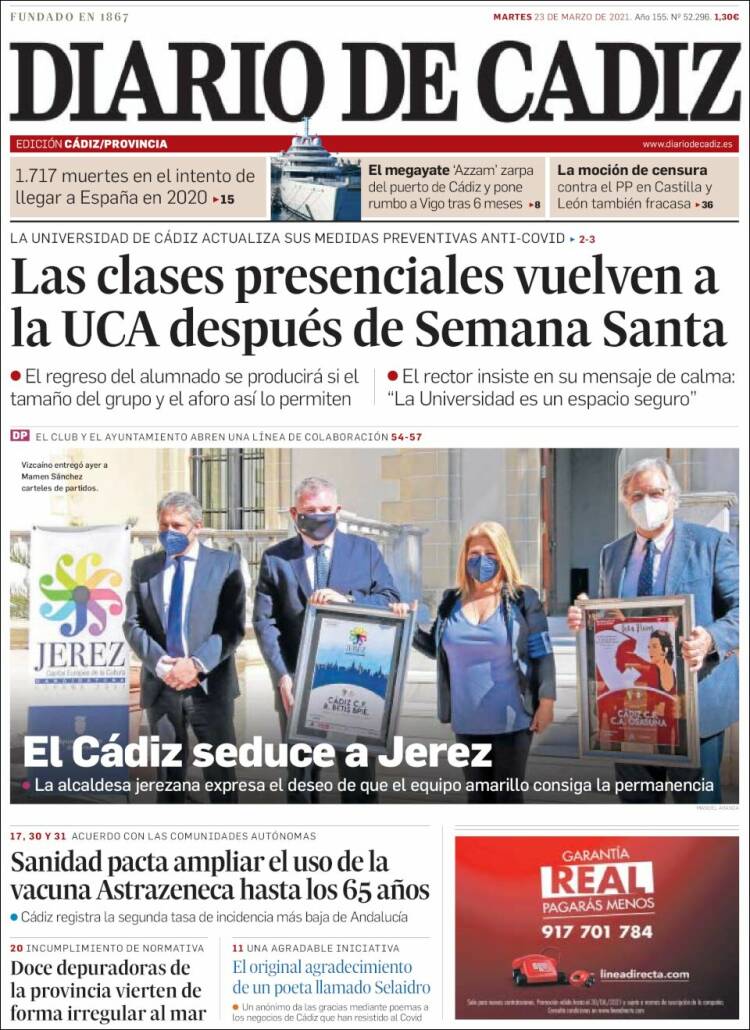 Portada de Diario de Cádiz (Espa&ntilde;a)