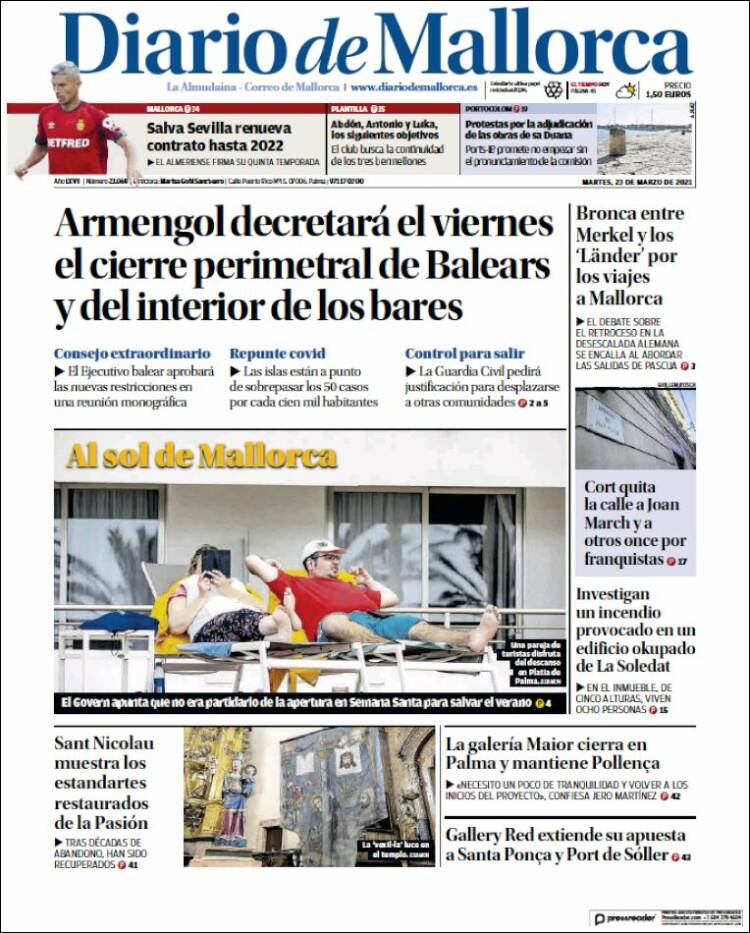 Portada de Diario de Mallorca (Espa&ntilde;a)