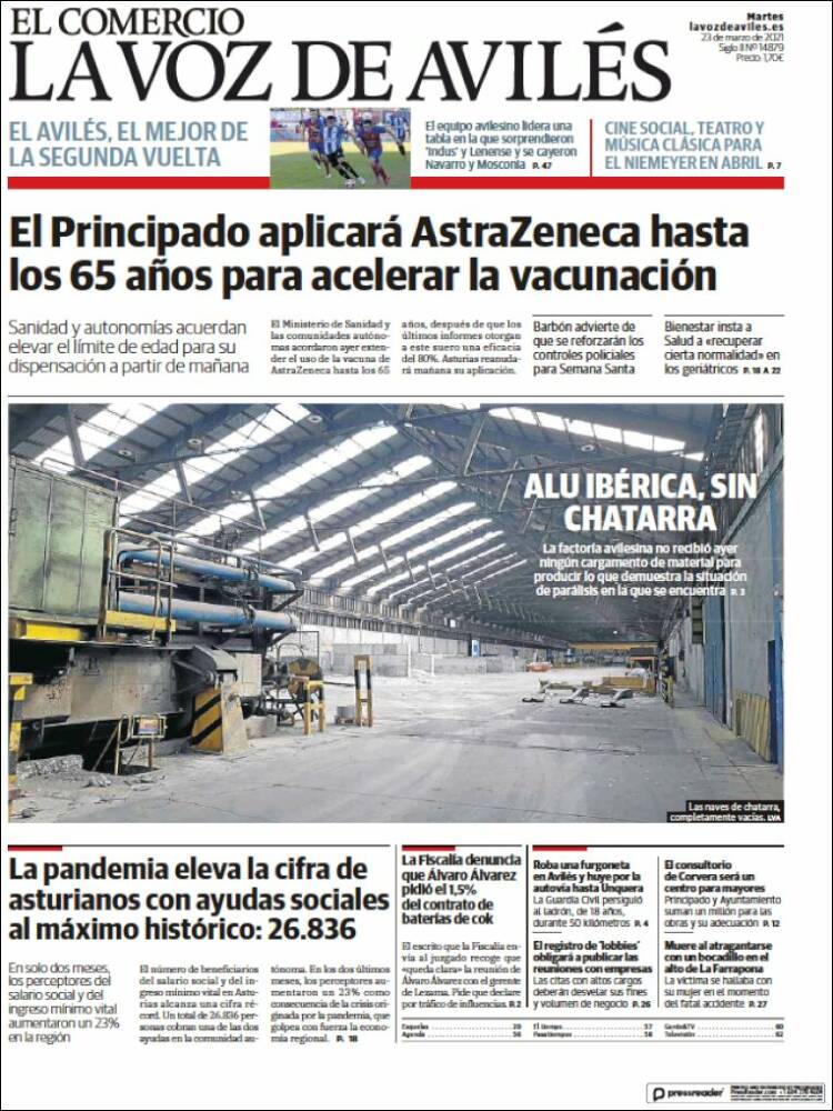 Portada de El Comercio - Avilés (Espa&ntilde;a)