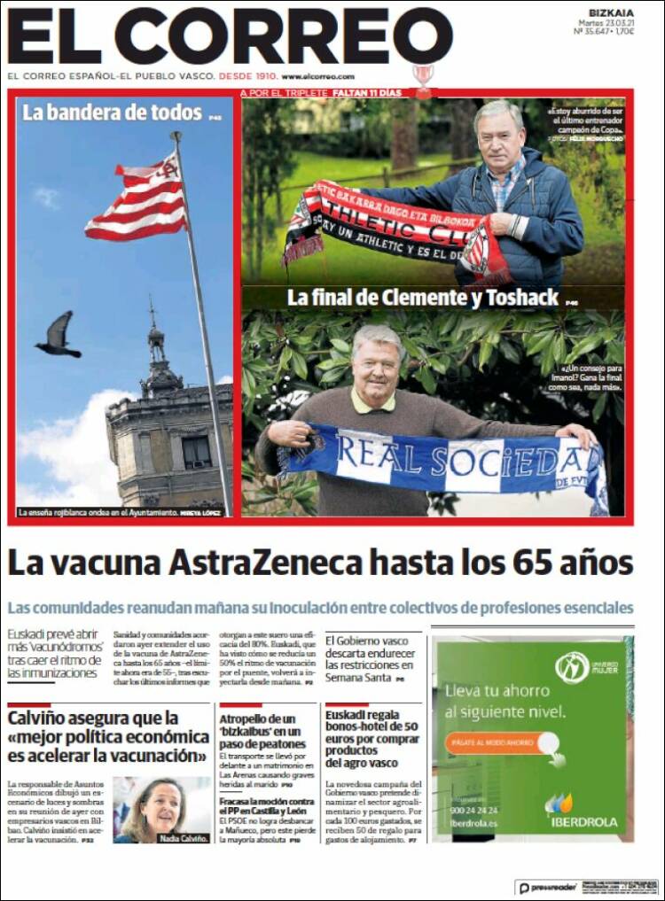 Portada de El Correo (Espa&ntilde;a)