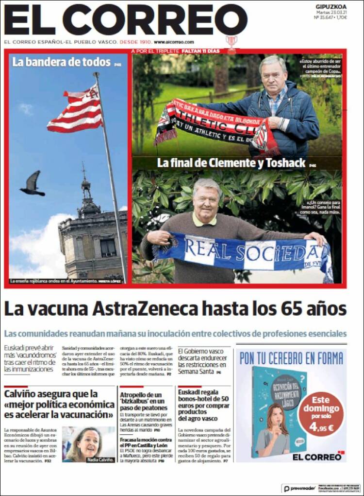 Portada de El Correo - Guipuzcoa (Espa&ntilde;a)