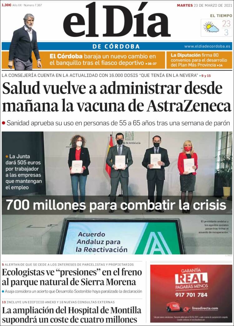 Portada de El Día de Córdoba (Espa&ntilde;a)
