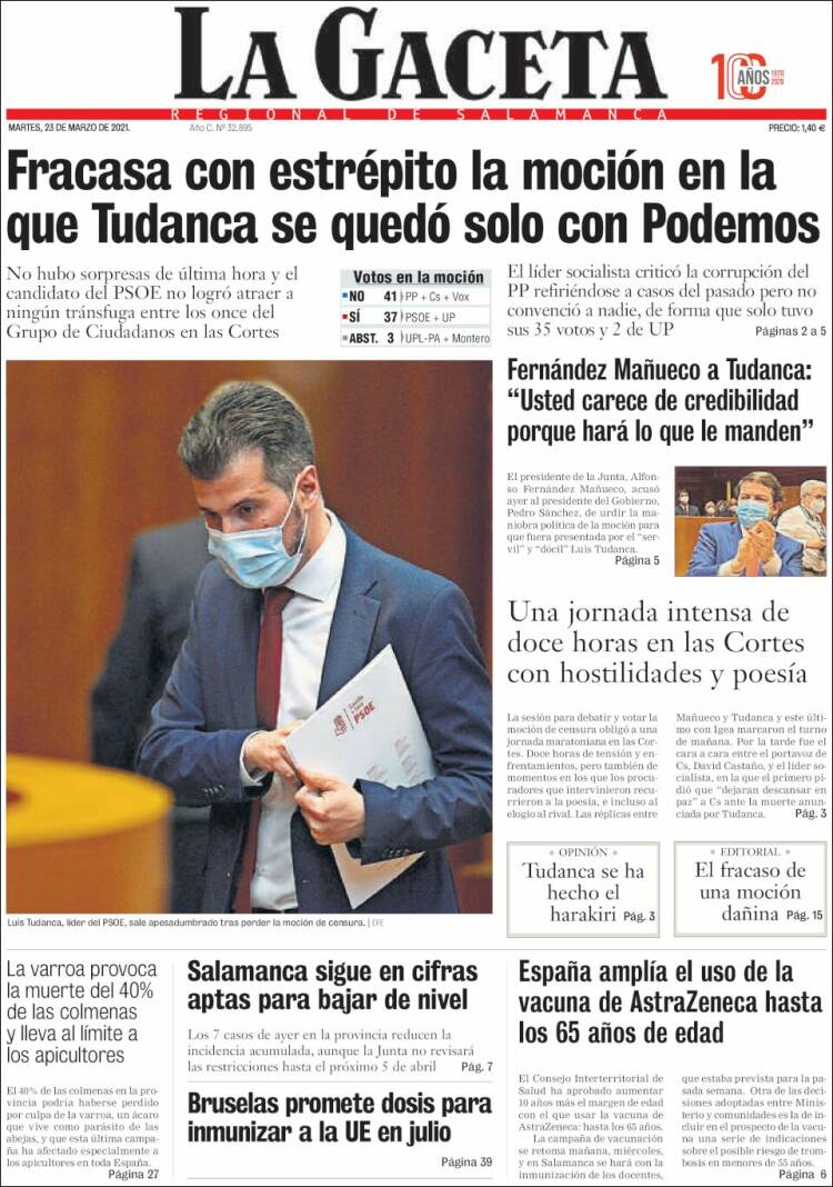 Portada de La Gaceta de Salamanca (Espa&ntilde;a)