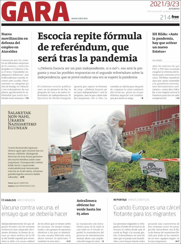 Portada de Gara (Espa&ntilde;a)