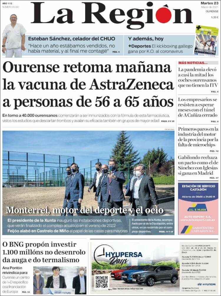 Portada de La Región de Ourense (Espa&ntilde;a)