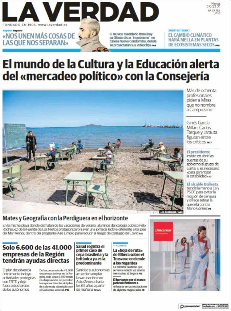 Portada de La Verdad de Murcia (Espa&ntilde;a)