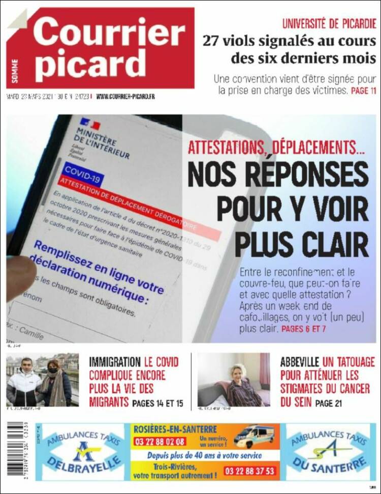 Portada de Courrier Picard (Francia)