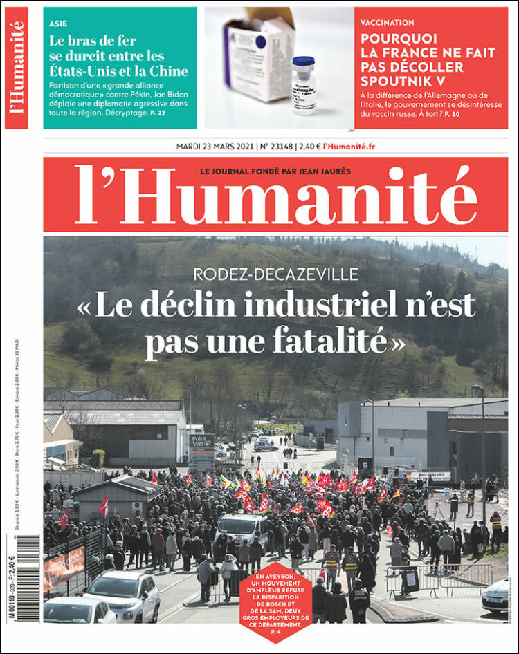 Portada de l'Humanite (Francia)