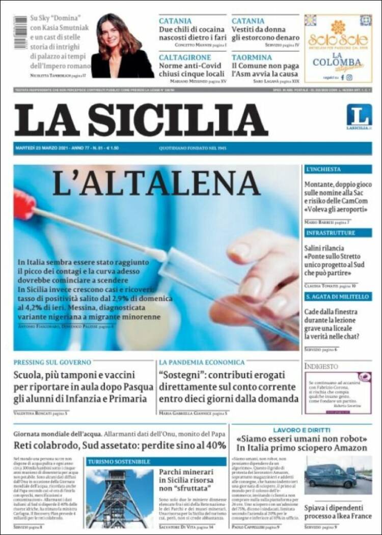 Portada de La Sicilia (Italia)