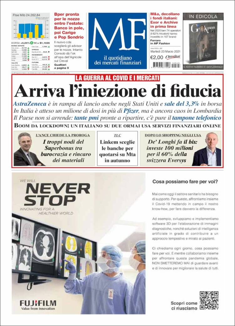Portada de Milano Finanza (Italia)