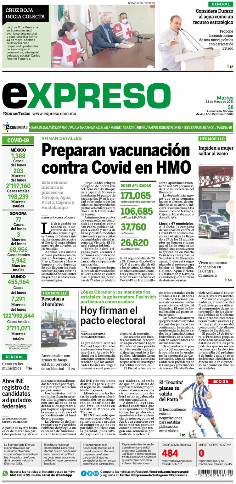 Portada de Expreso (M&eacute;xico)