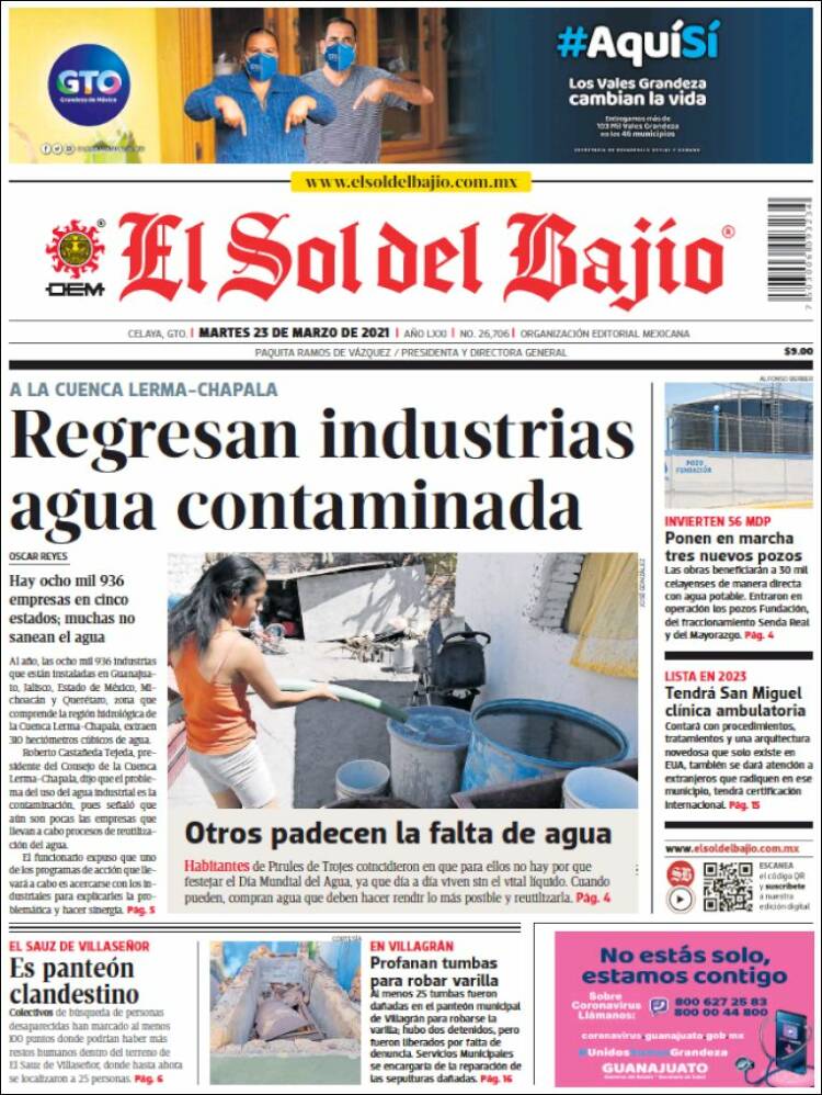 Portada de El Sol del Bajio (M&eacute;xico)