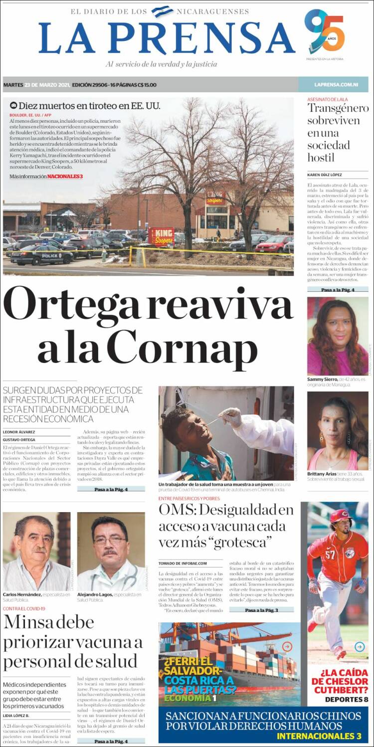 Portada de La Prensa (Nicaragua)