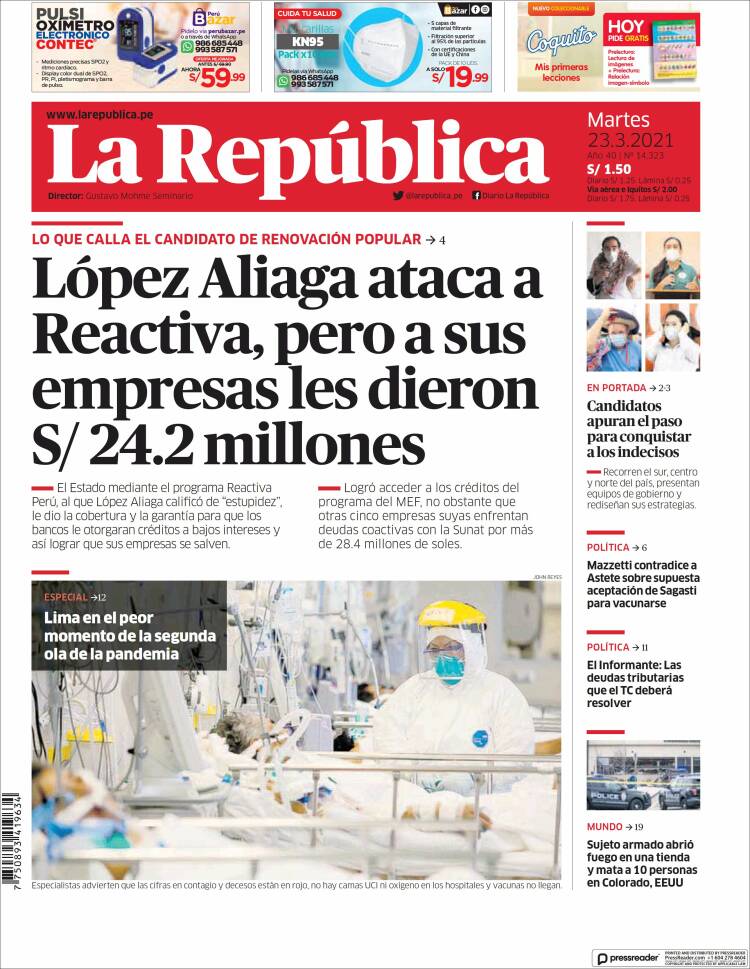 Portada de La Republica (Perú)