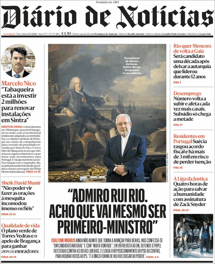 Portada de Diário de Noticias (Portugal)
