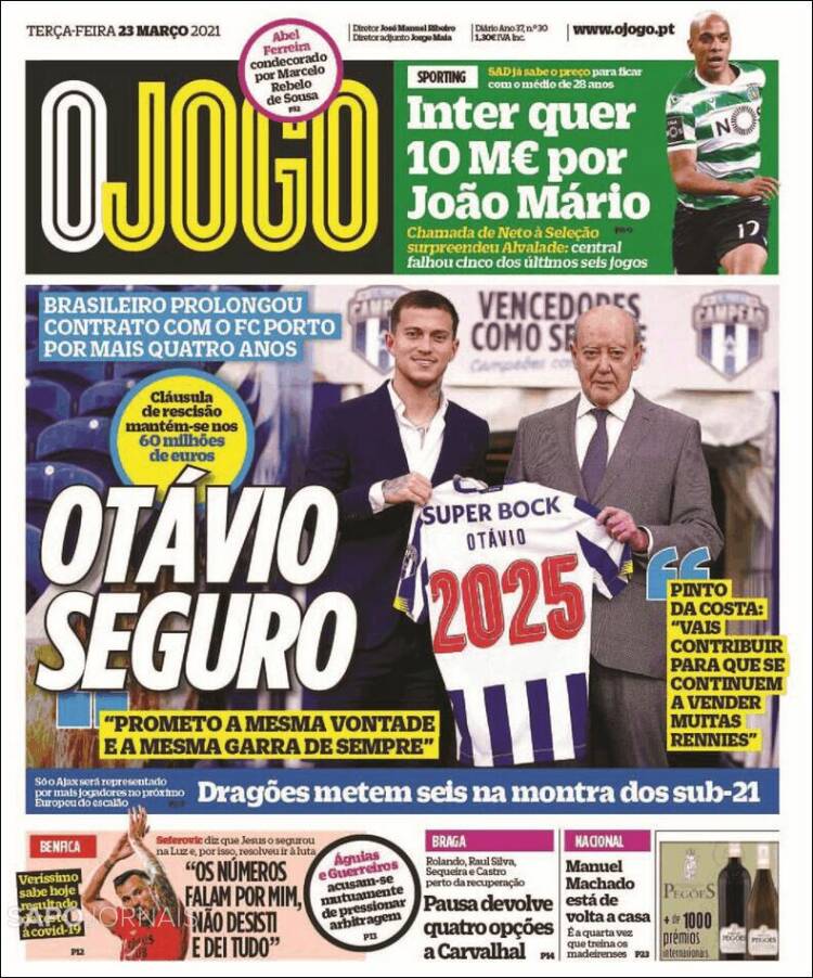 Portada de O Jogo (Portugal)