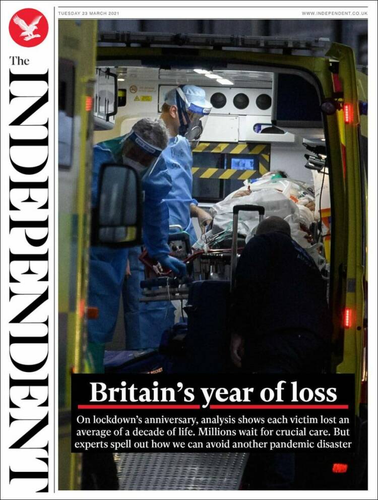 Portada de The Independent (Reino Unido)