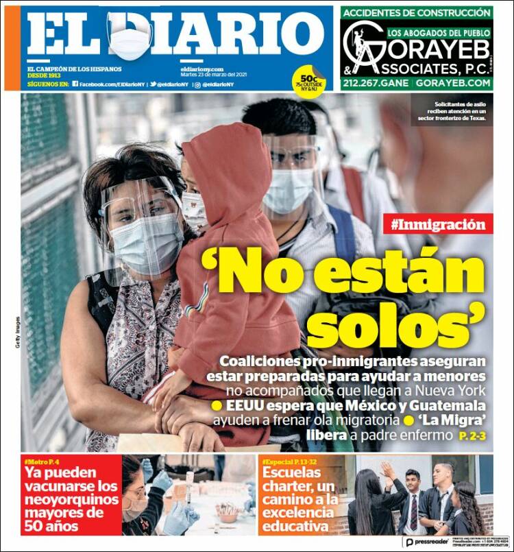 Portada de El Diario NY (USA)