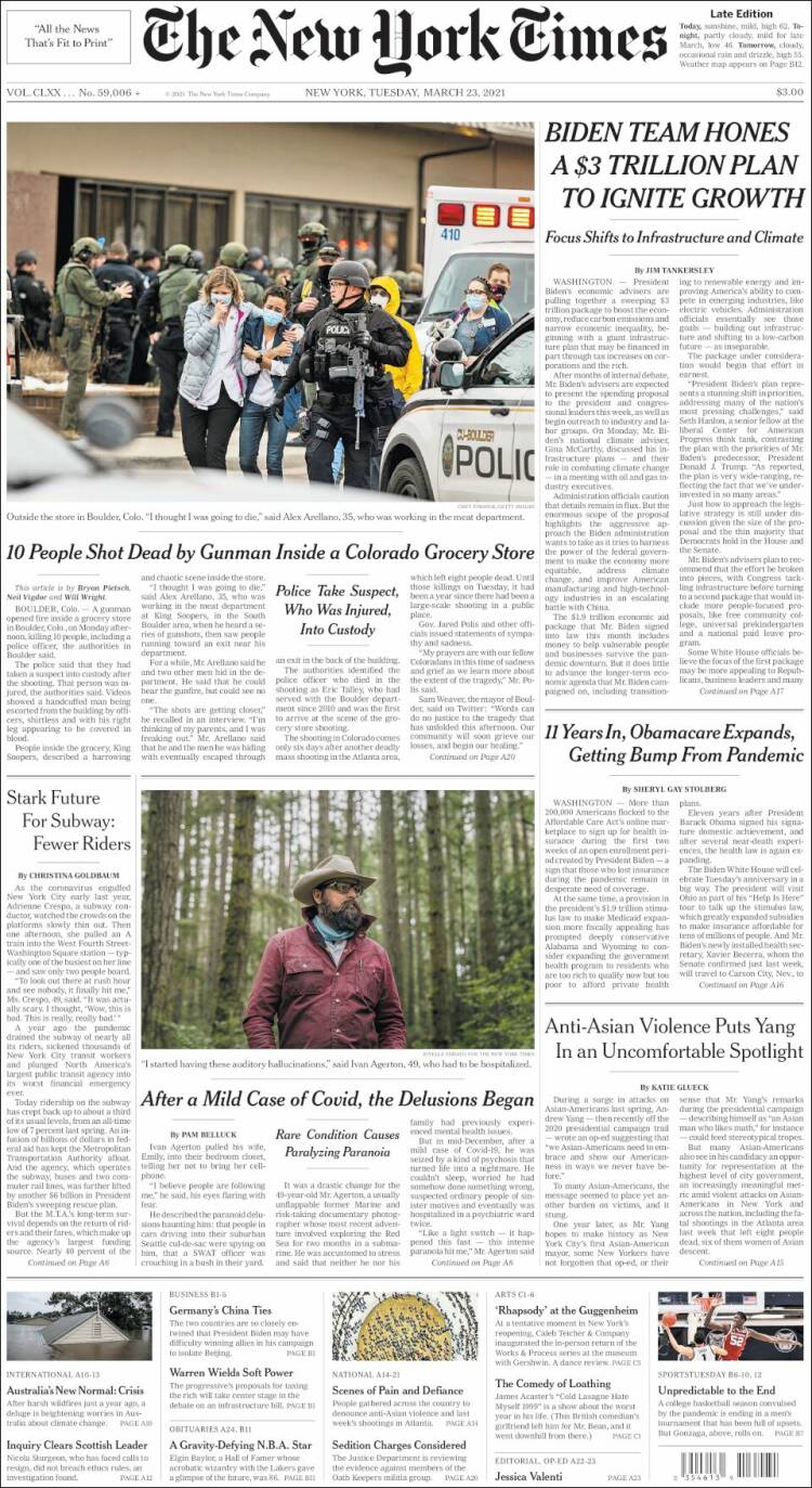 Portada de New York Times (USA)