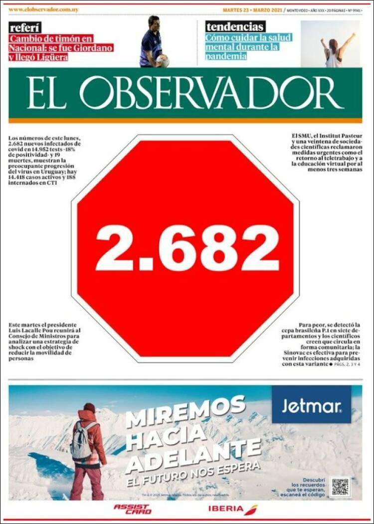 Portada de El Observador (Uruguay)