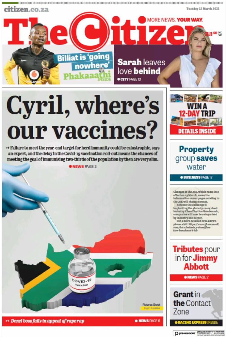 Portada de The Citizen (Sud&aacute;frica)