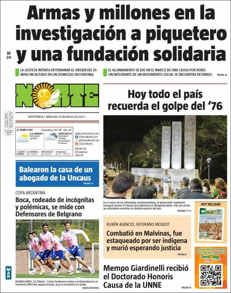 Portada de Diario Norte (Argentina)