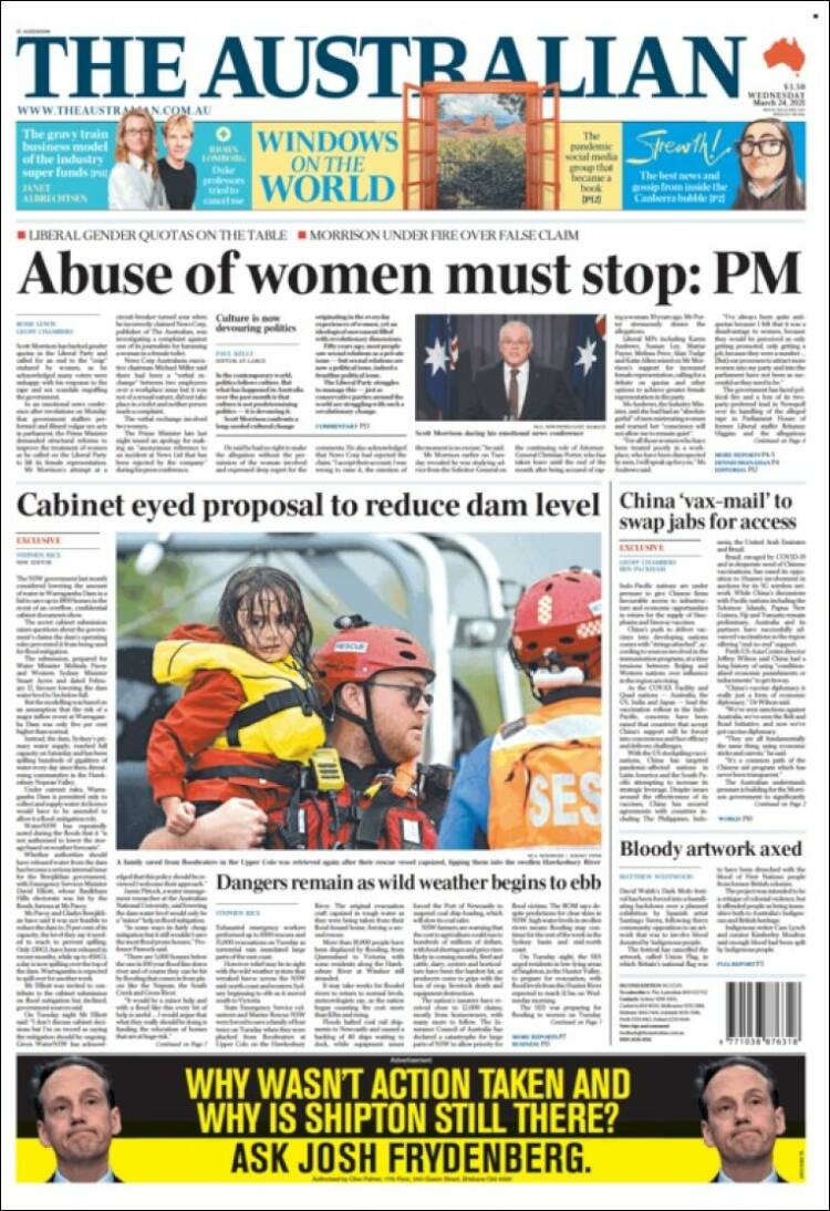 Portada de The Australian (Australia)