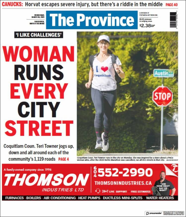 Portada de The Province (Canadá)