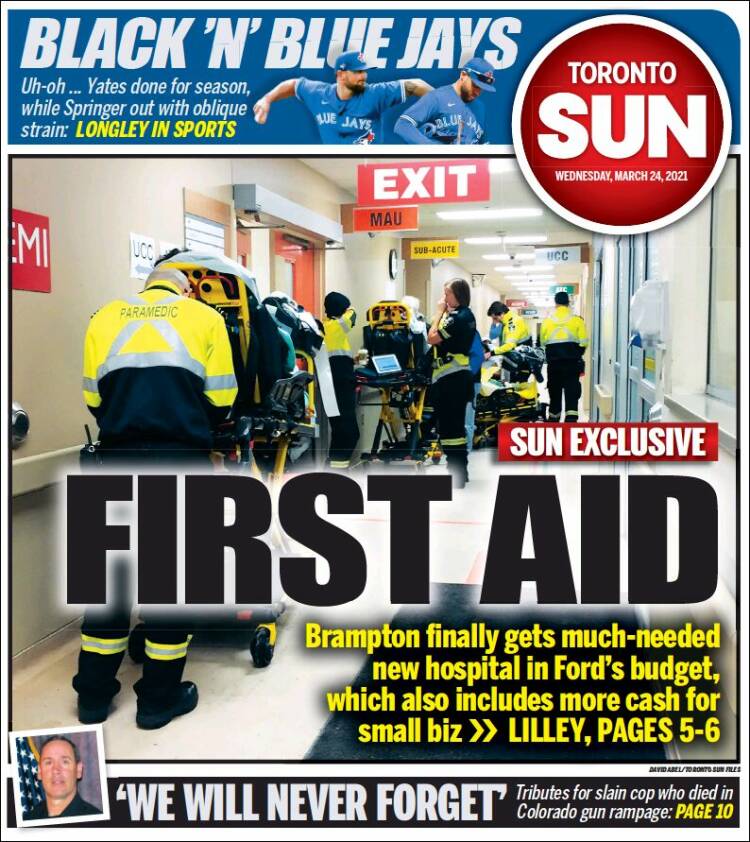 Portada de The Toronto Sun (Canadá)