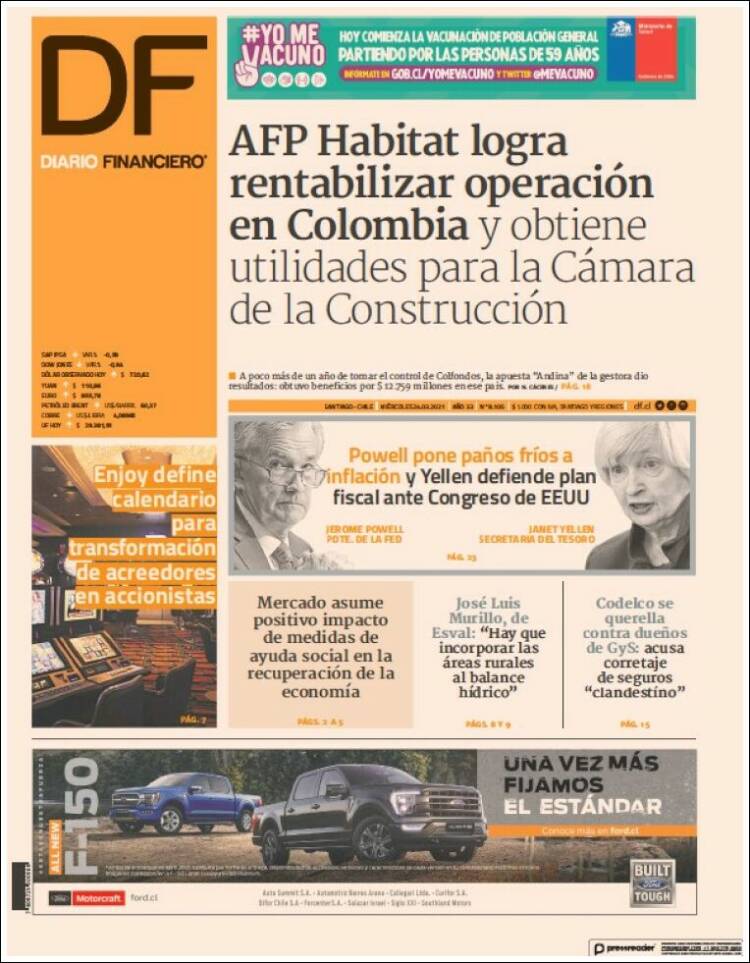 Portada de Diario Financiero (Chile)