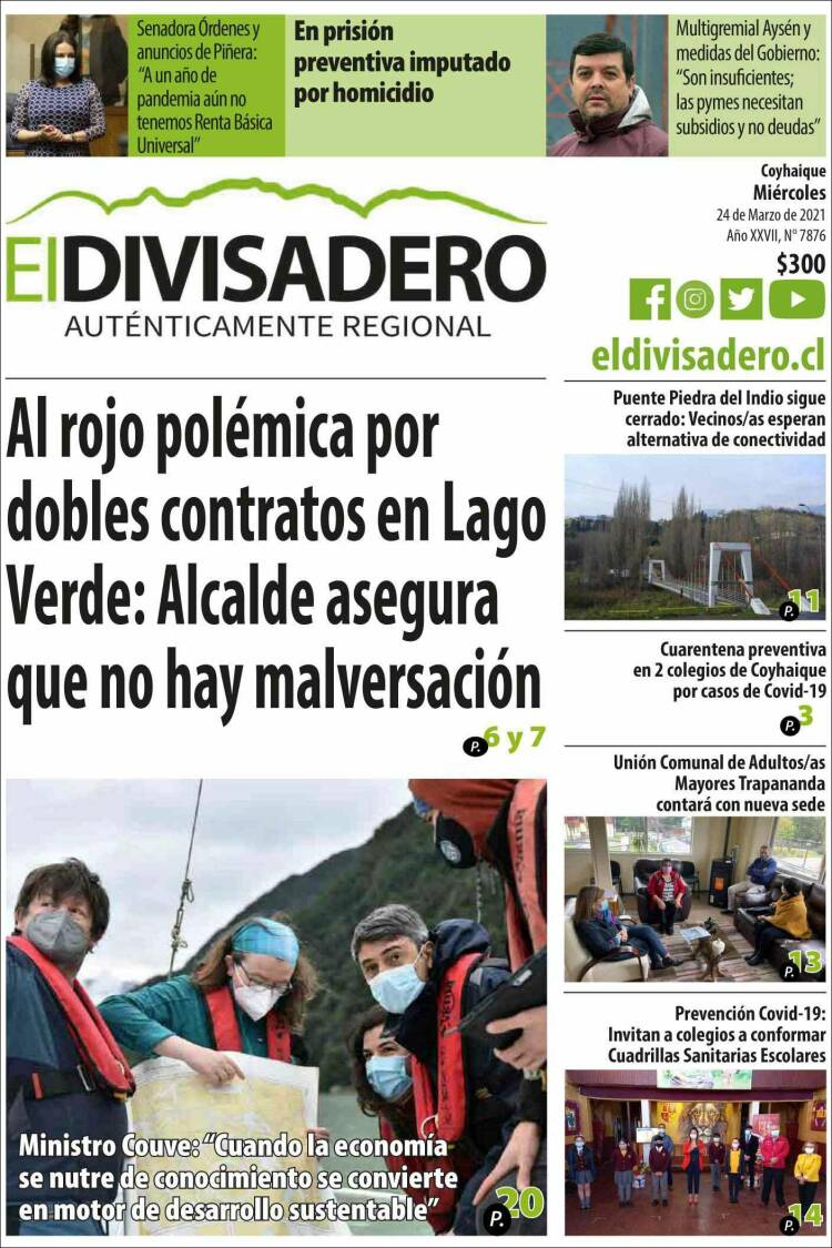 Portada de Diario El Divisadero (Chile)