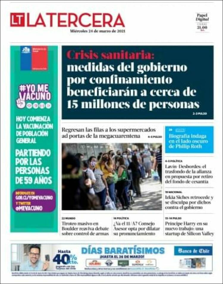 Portada de La Tercera (Chile)