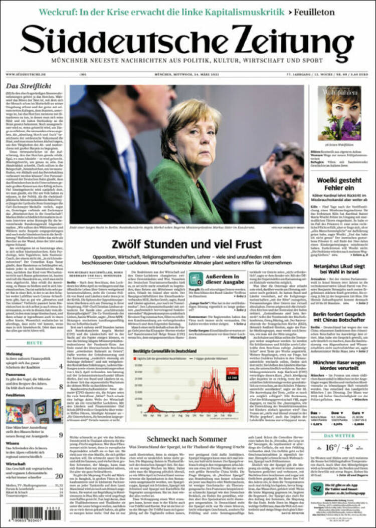 Portada de Sueddeutsche (Alemania)