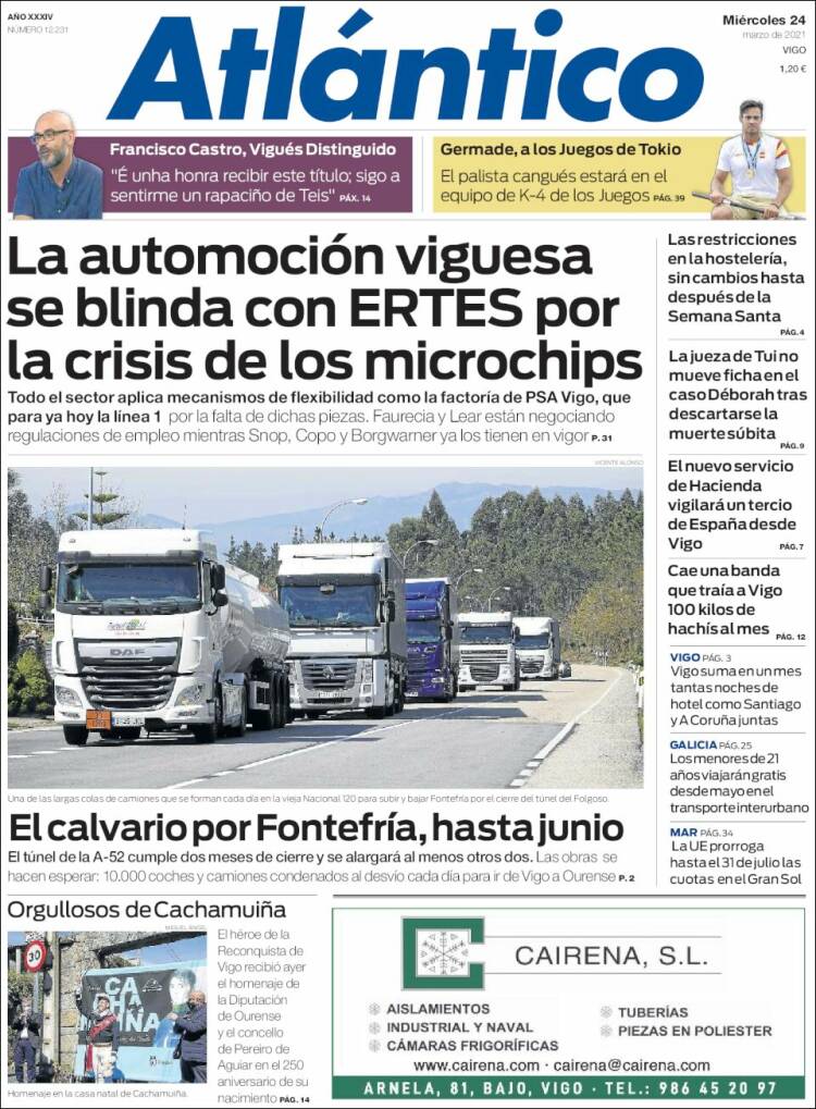 Portada de Atlántico Diario (Espagne)