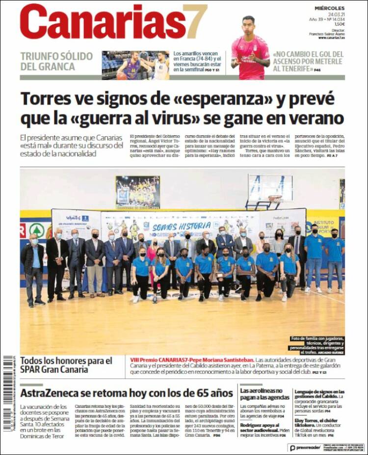 Portada de Canarias 7 (Espagne)