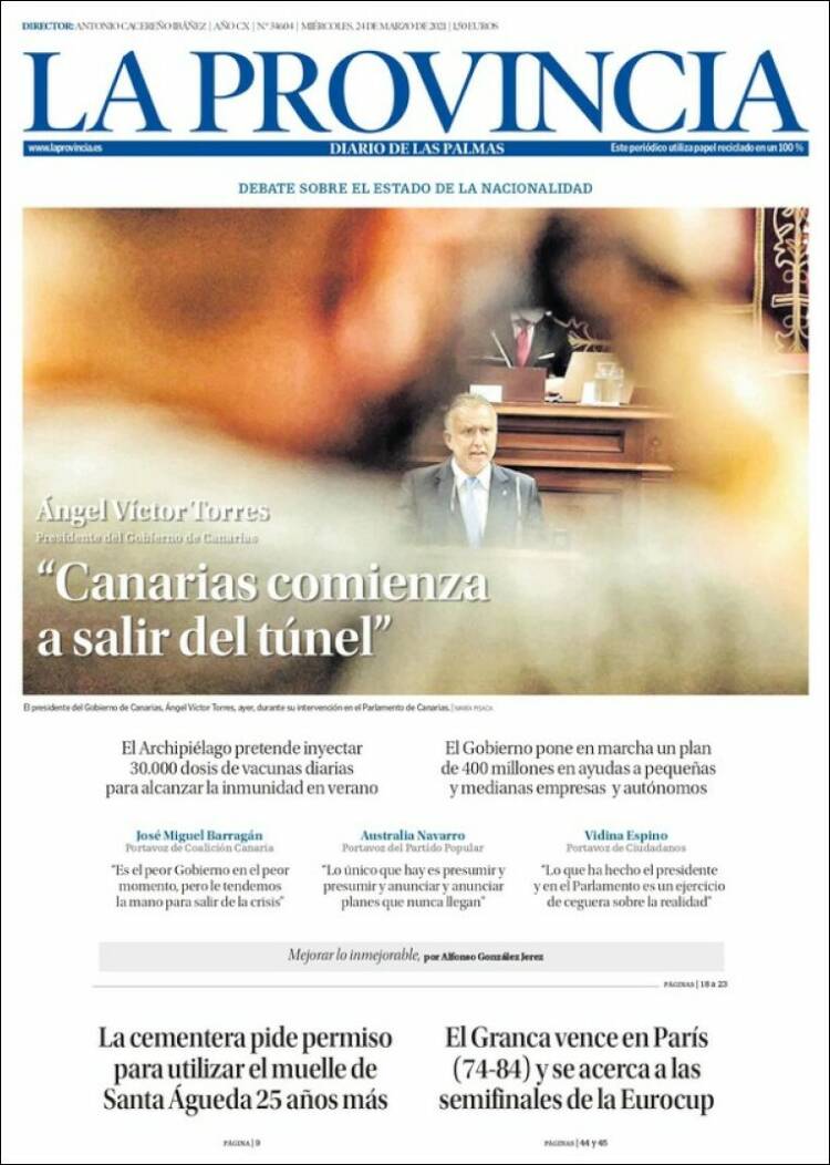 Portada de La Provincia (Espagne)