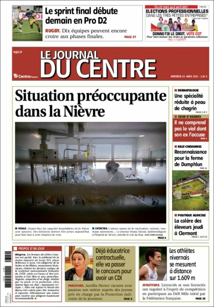 Portada de Le Journal du Centre (Francia)