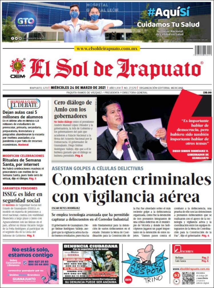 Portada de El Sol de Irapuato (México)