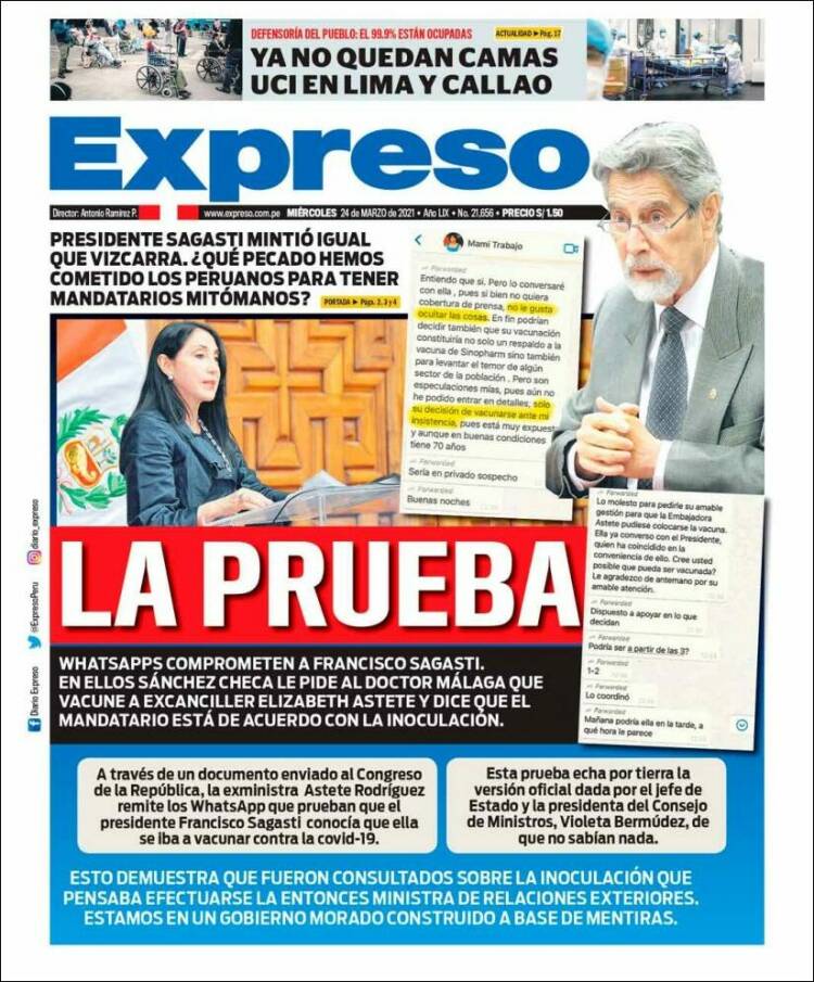 Portada de Expreso (Pérou)