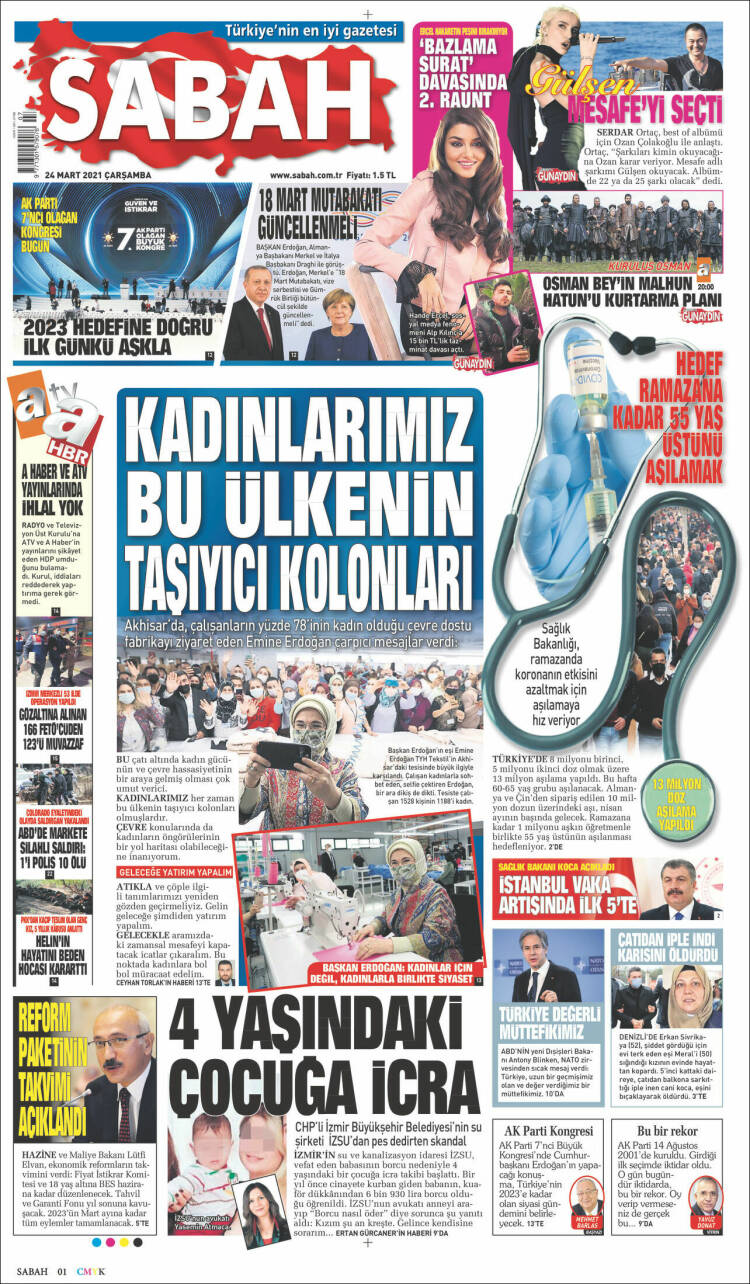 Portada de Sabah (Turquía)