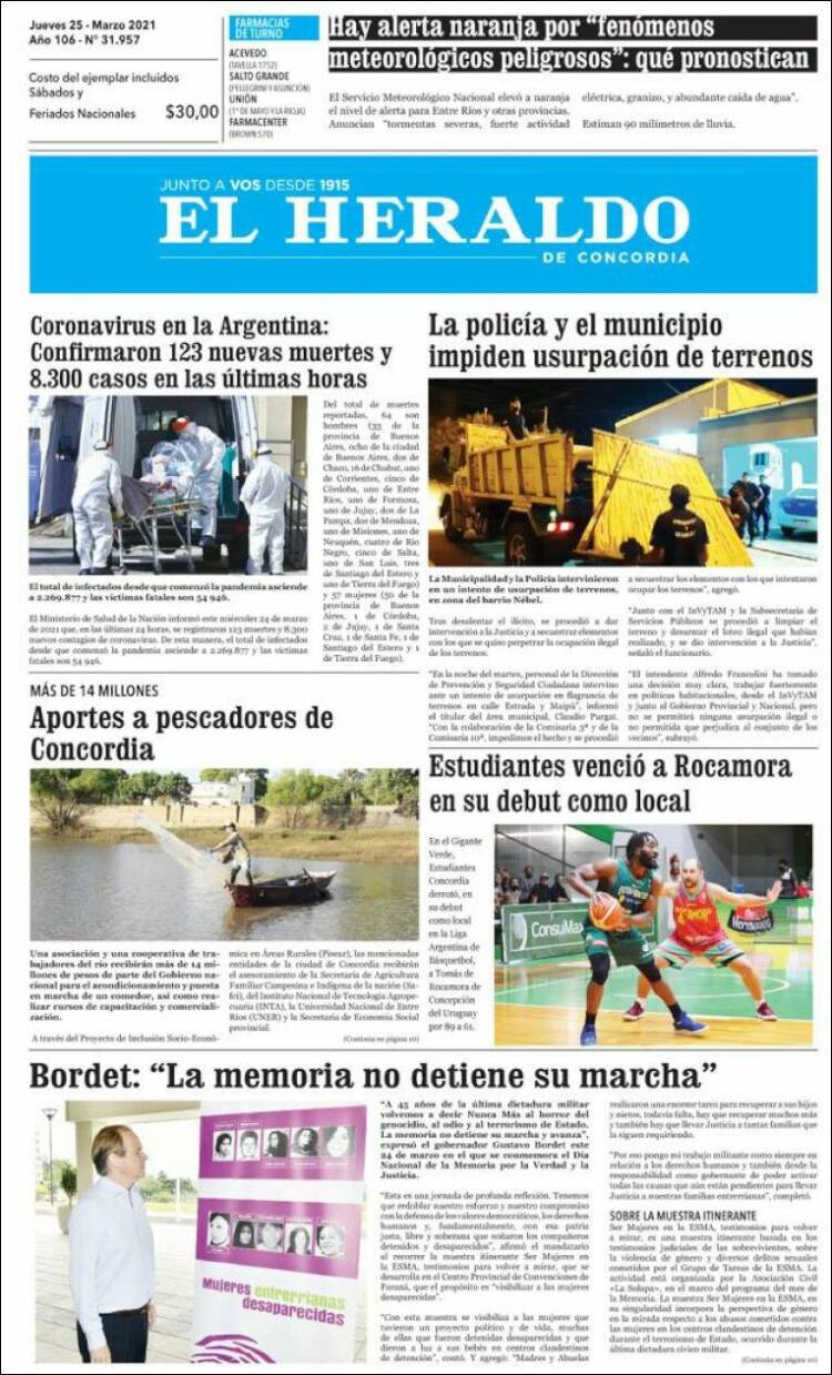 Portada de El Heraldo de Concordia (Argentina)