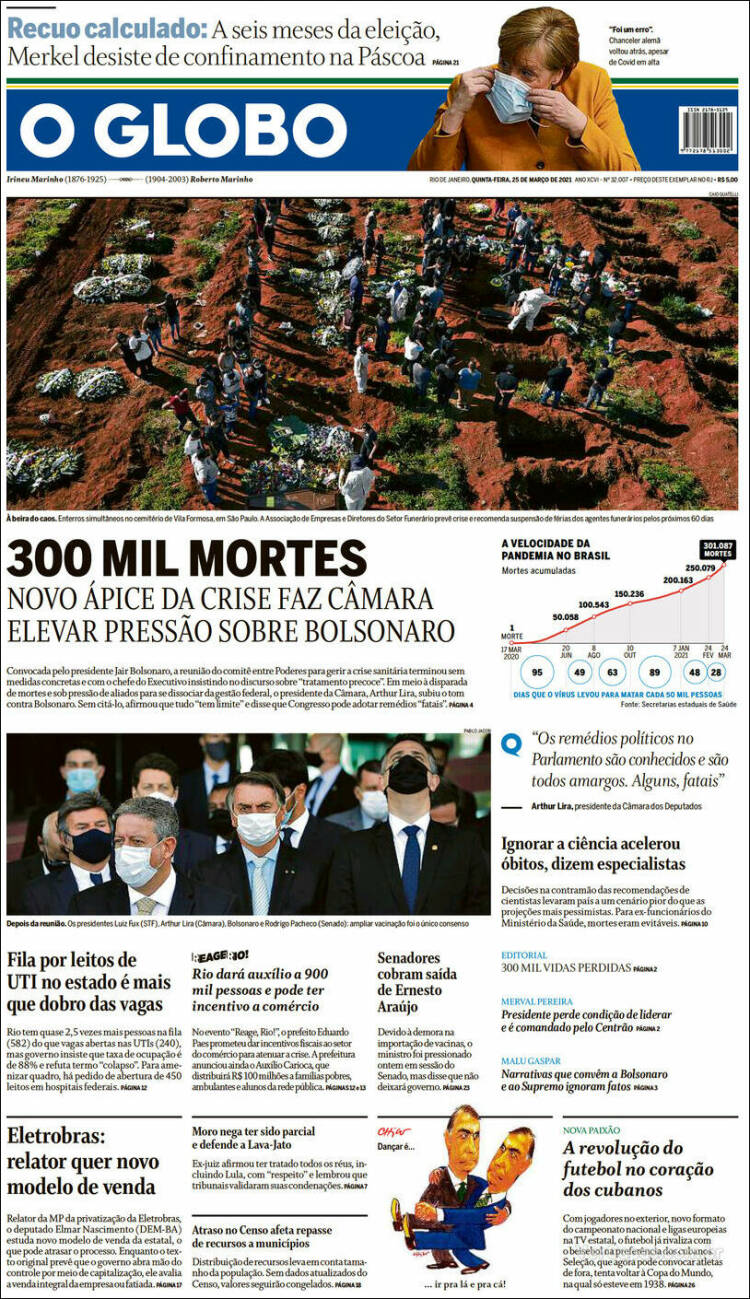 Portada de O Globo (Brasil)