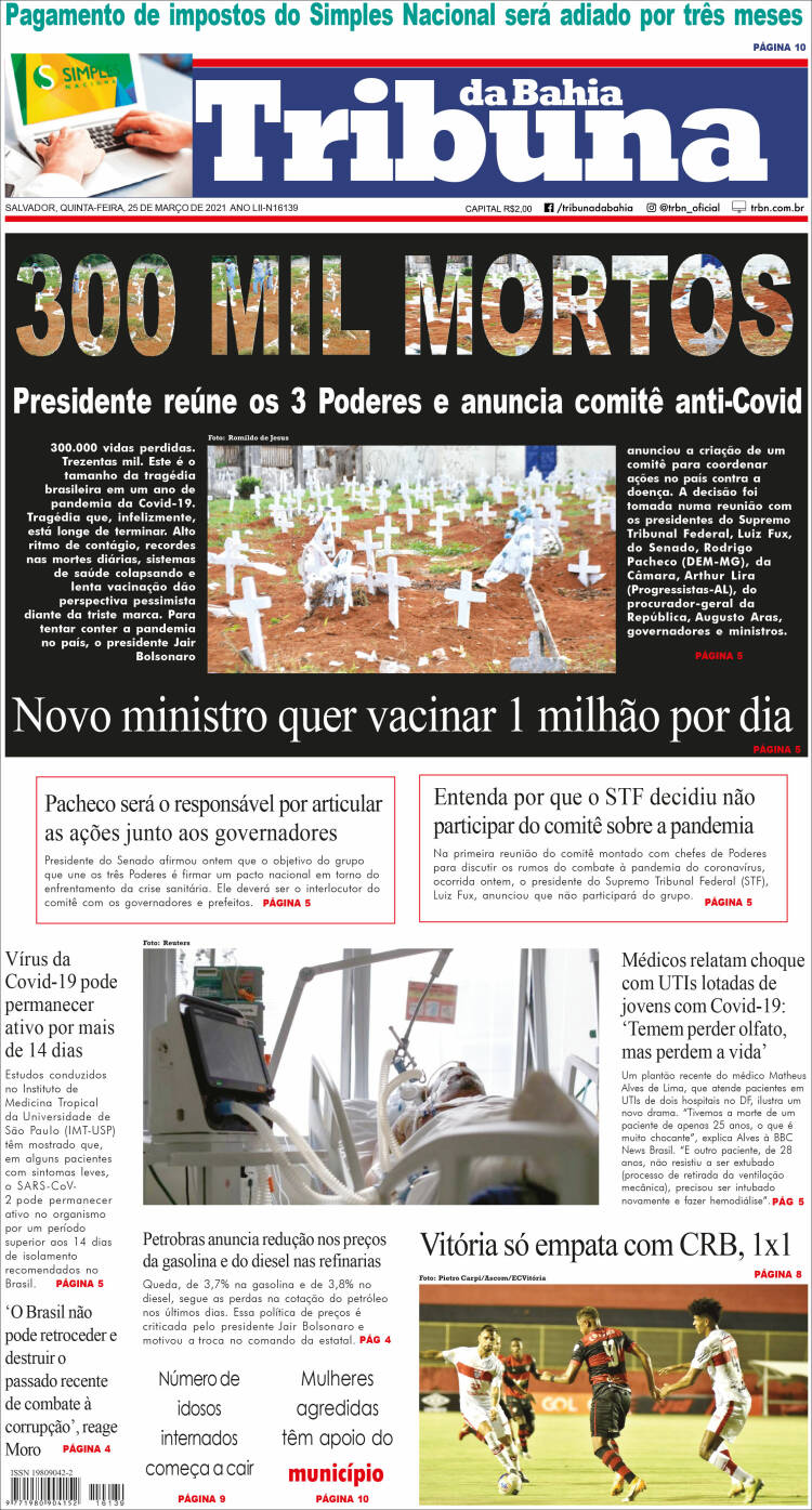 Portada de Tribuna da Bahia (Brasil)