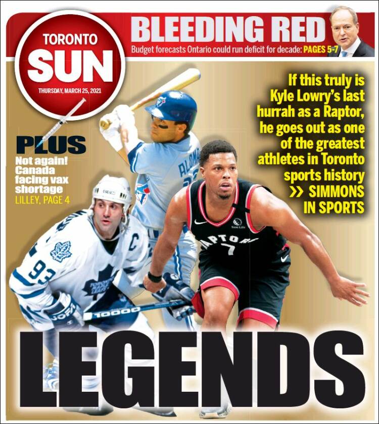 Portada de The Toronto Sun (Canada)